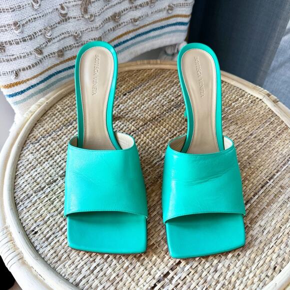 Bottega Veneta Stretch Lounge Nappa Leather Square Open Toe Heel Sandals Size 42 - Picture 3 of 10